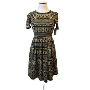 Lularoe NWT Amelia A Line Stretch Pocket Knit Dress Women's S Aztec Boho Western